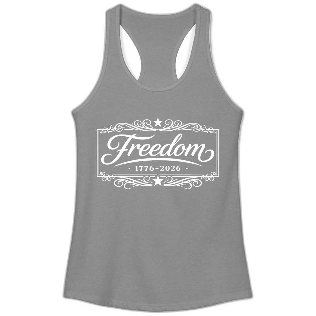 Freedom 250th Anniversary Ladies Tank in Heather Grey