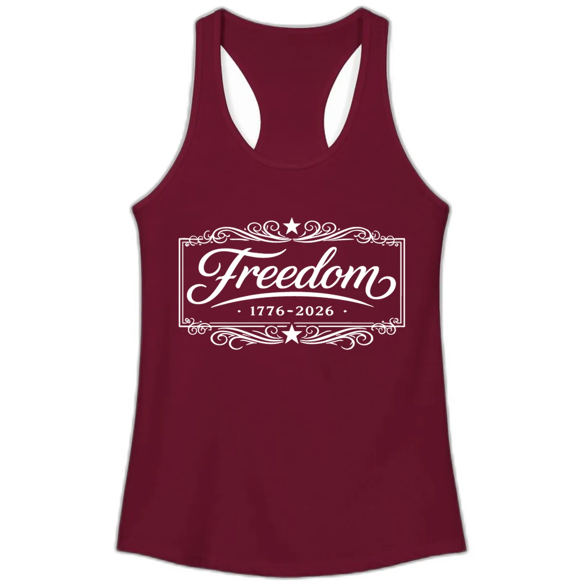 Freedom 250th Anniversary Ladies Tank in Solid Cardinal Red