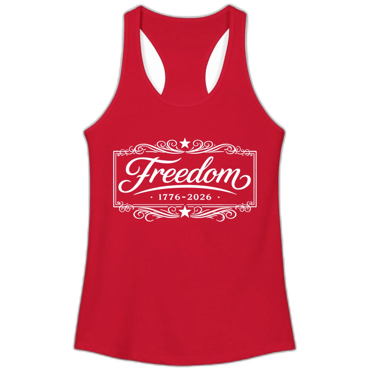 Freedom 250th Anniversary Ladies Tank in Solid Red