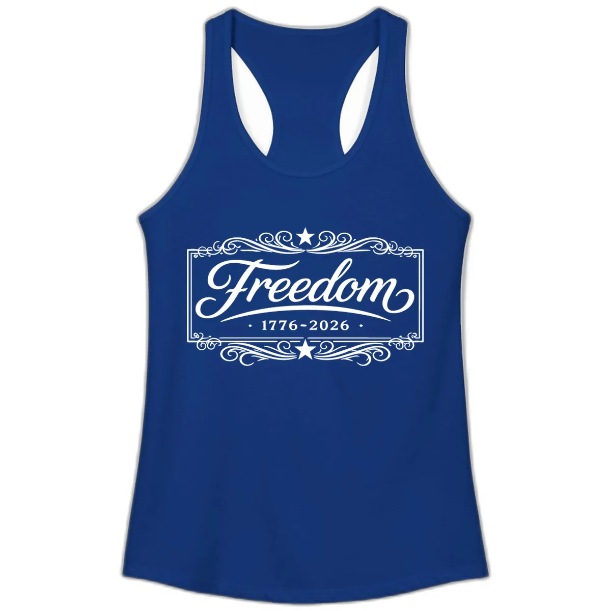 Freedom 250th Anniversary Ladies Tank in Solid Royal