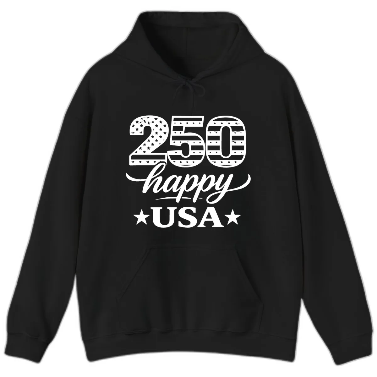 America's 250th Happy USA Celebration Hoodie in Black
