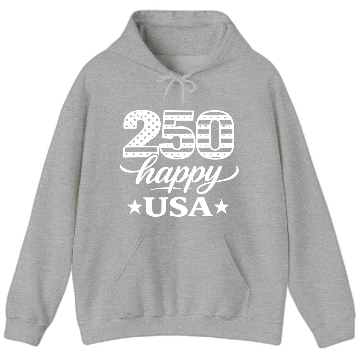 America's 250th Happy USA Celebration Hoodie in Sport Grey