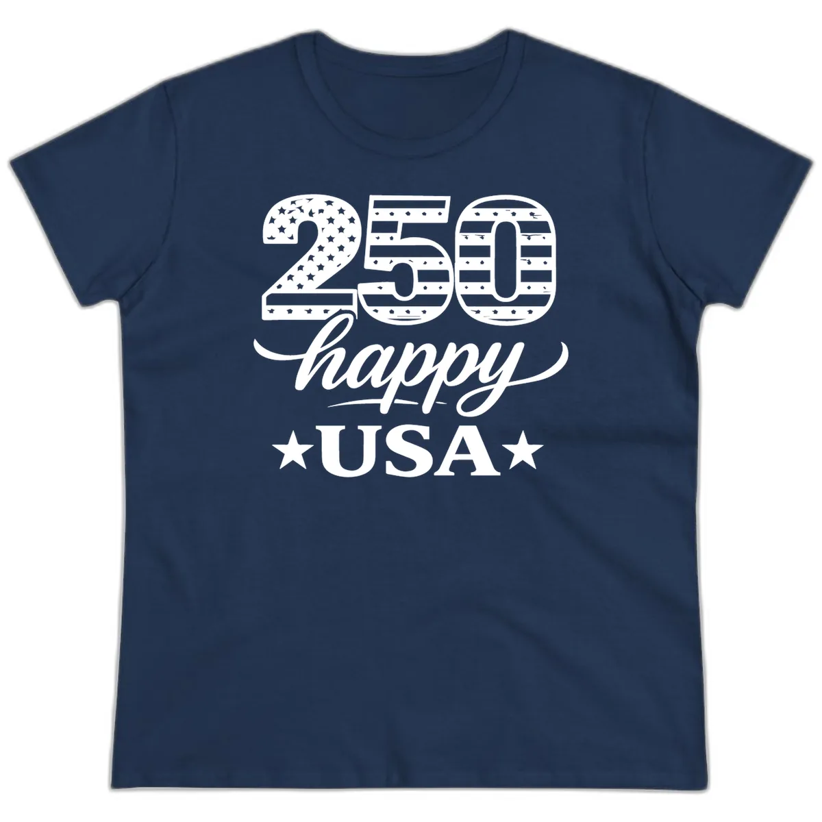 America's 250th Happy USA Celebration Ladies Tee in Navy