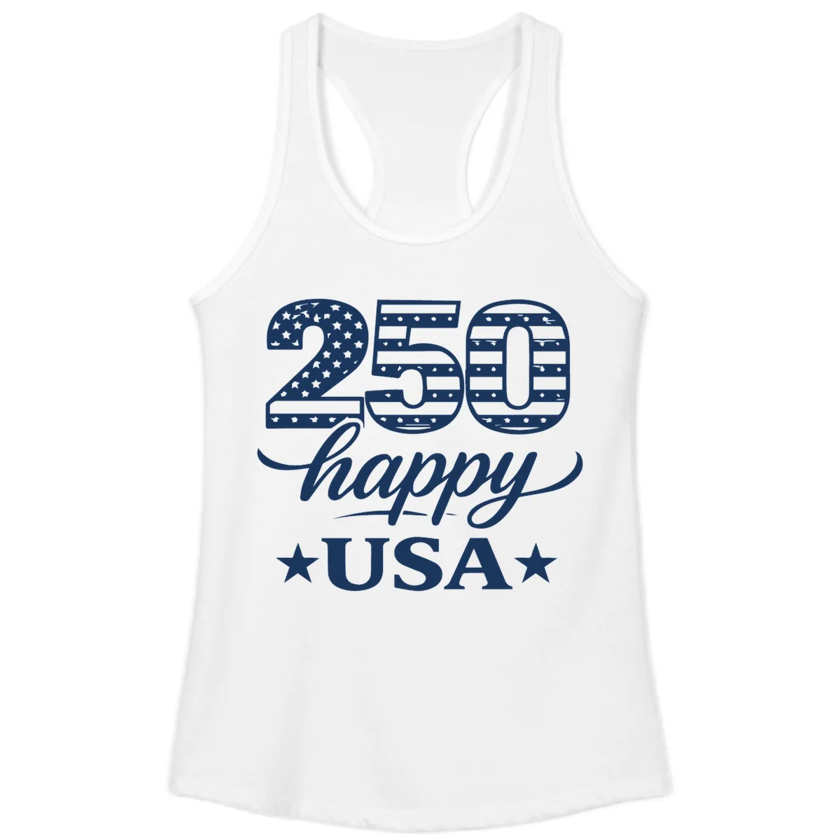America's 250th Happy USA Celebration Ladies Tank in White