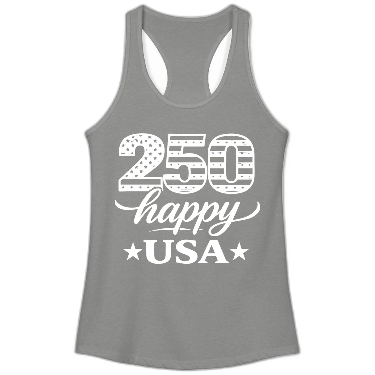 America's 250th Happy USA Celebration Ladies Tank in Heather Grey