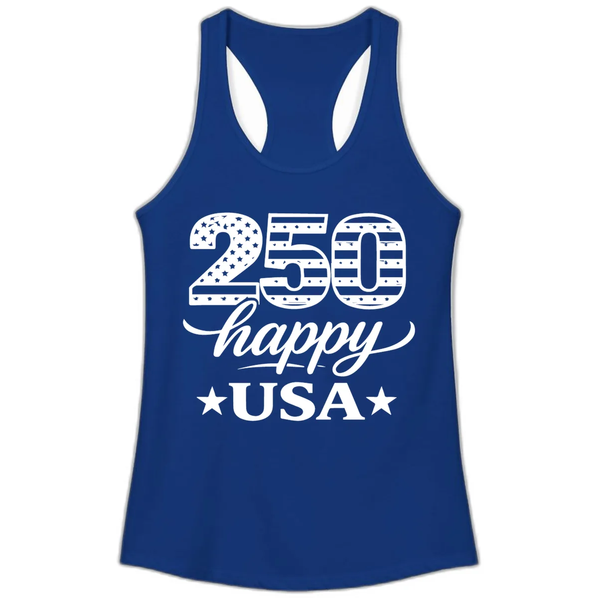 America's 250th Happy USA Celebration Ladies Tank in Solid Royal