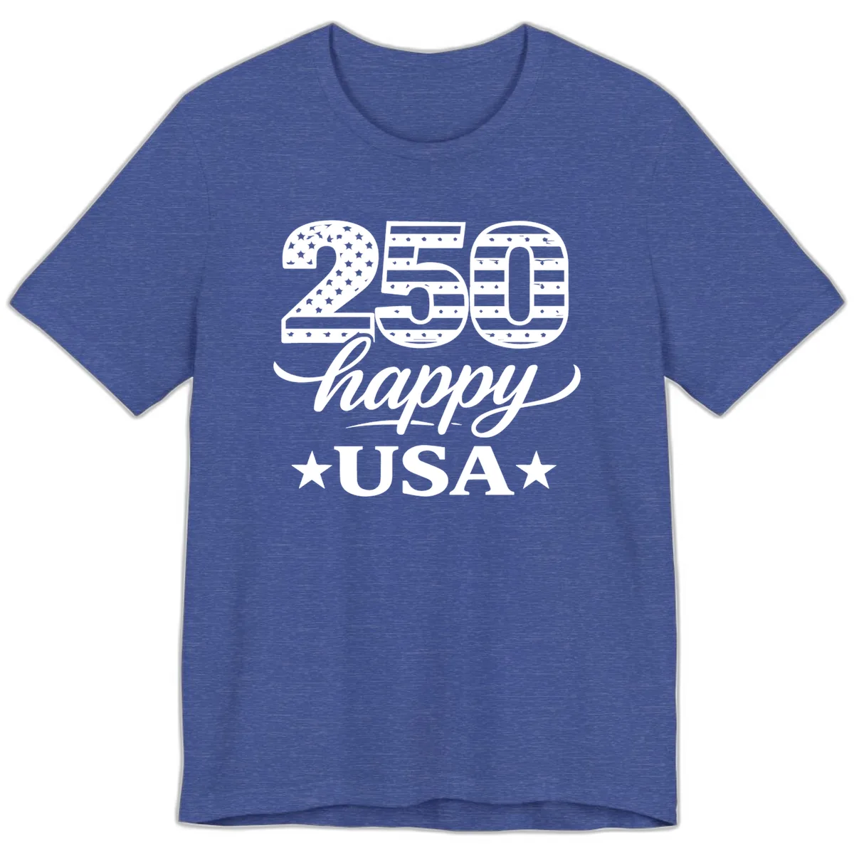 America's 250th Happy USA Celebration Premium T-Shirt in Heather True Royal