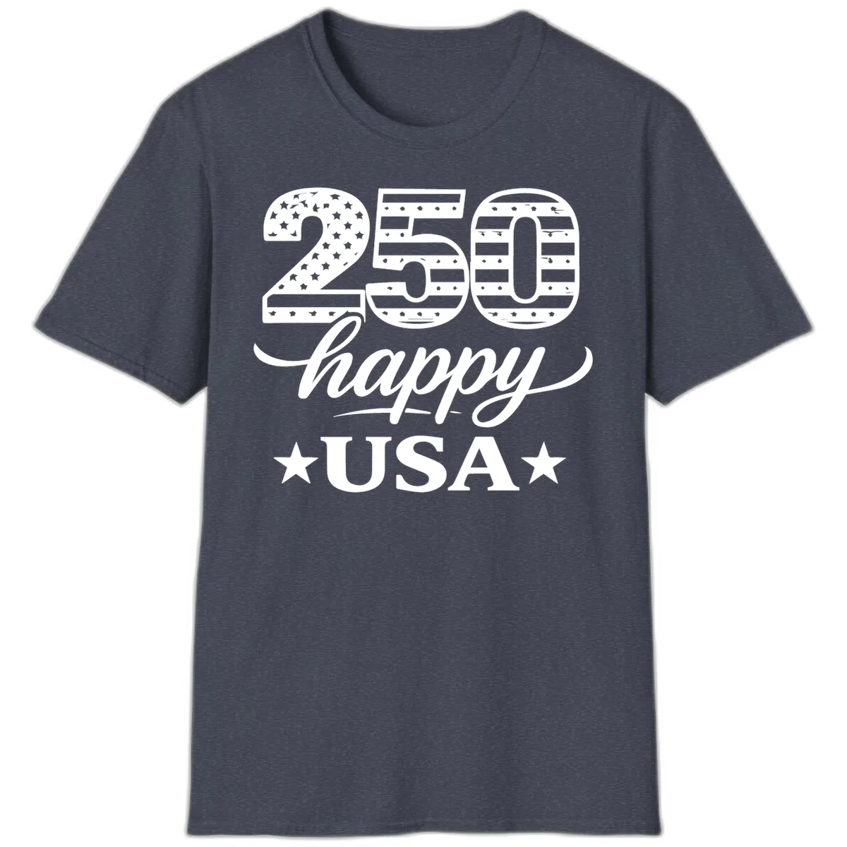 America's 250th Happy USA Celebration T-Shirt in Heather Navy