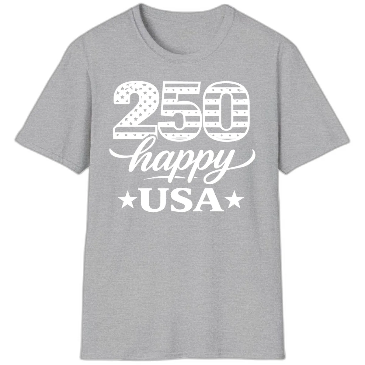 America's 250th Happy USA Celebration T-Shirt in Sport Grey