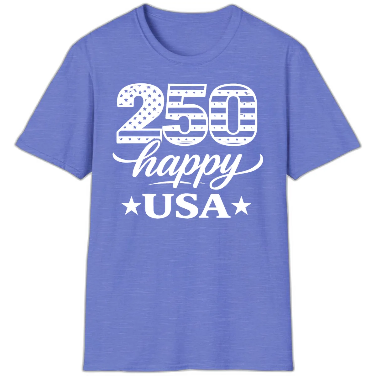 America's 250th Happy USA Celebration T-Shirt in Heather Royal