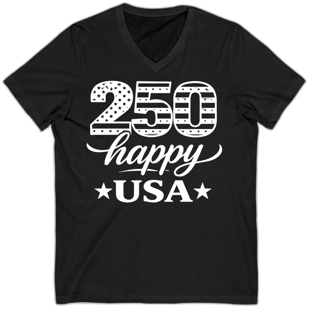 America's 250th Happy USA Celebration V-Neck in Black