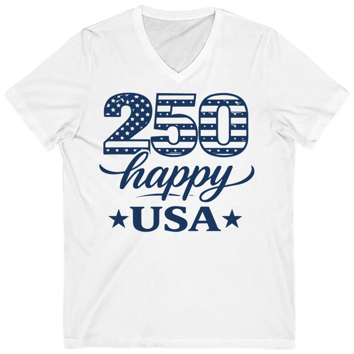 America's 250th Happy USA Celebration V-Neck in White