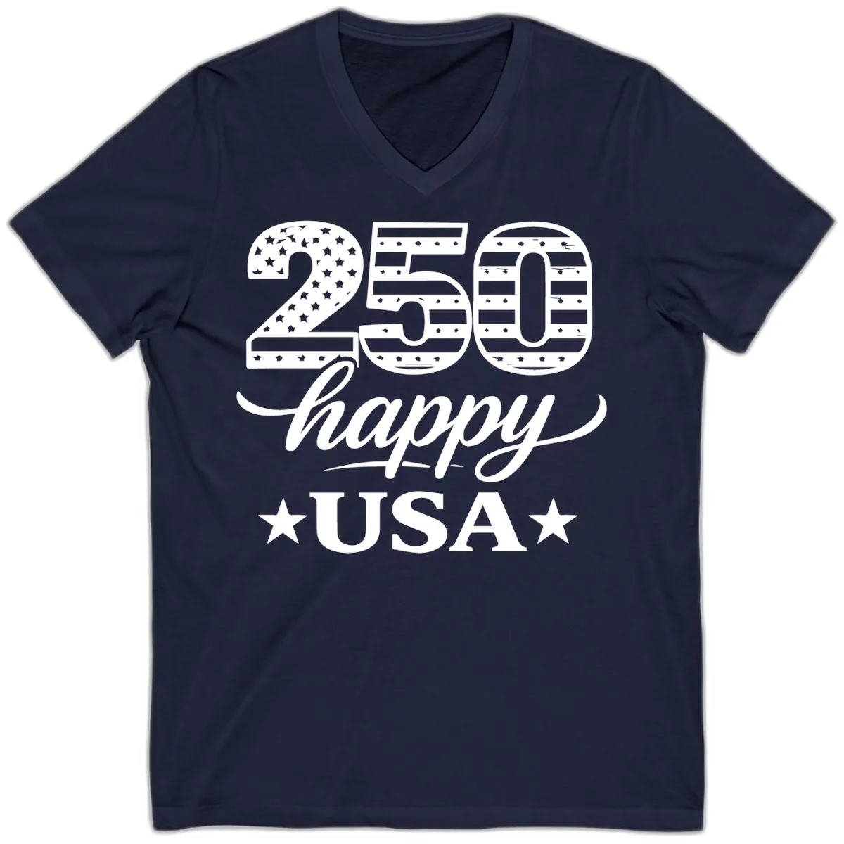 America's 250th Happy USA Celebration V-Neck in Navy