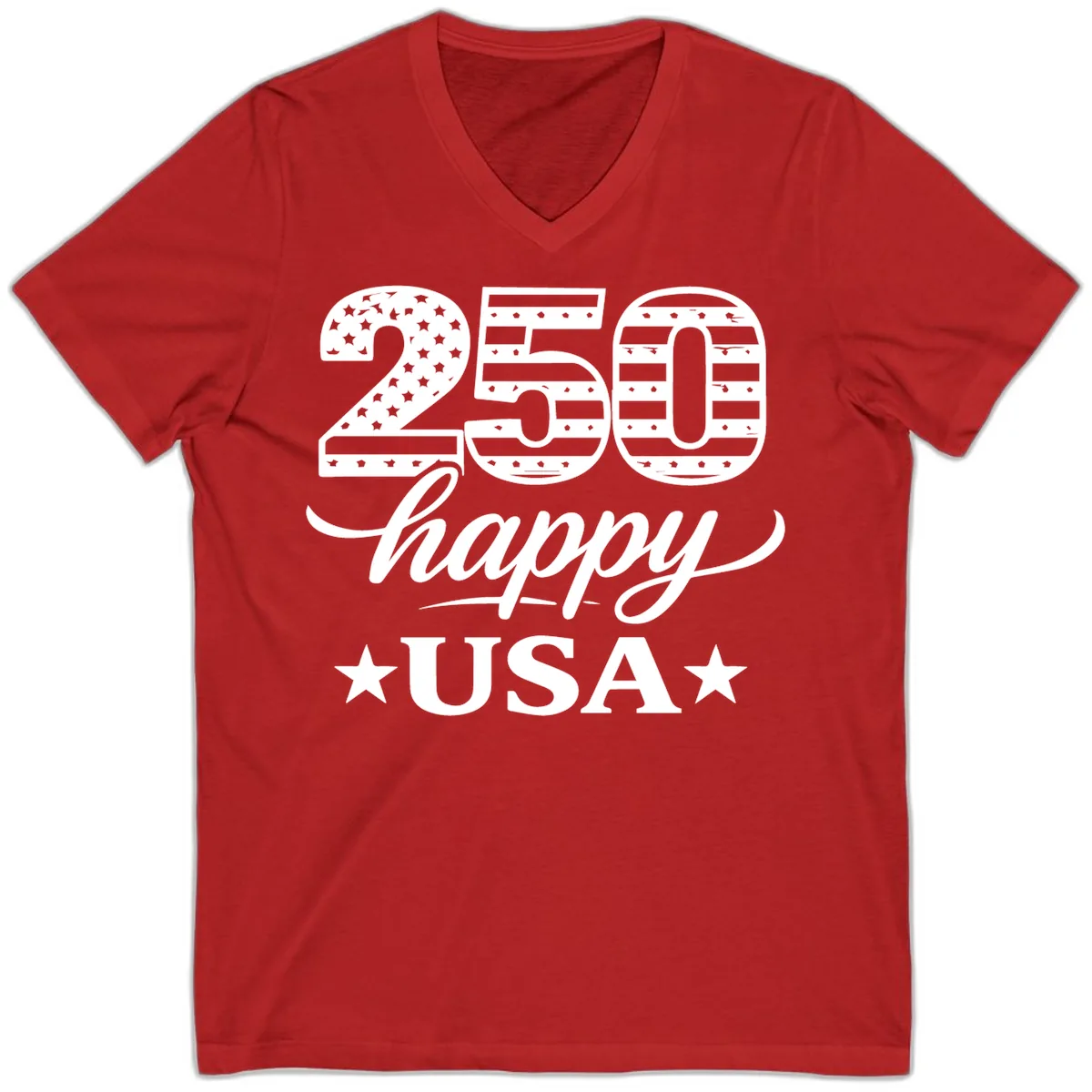 America's 250th Happy USA Celebration V-Neck in Red