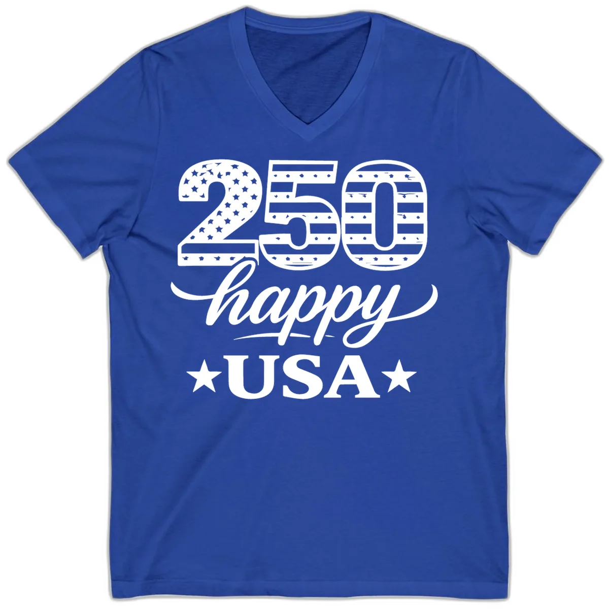 America's 250th Happy USA Celebration V-Neck in True Royal