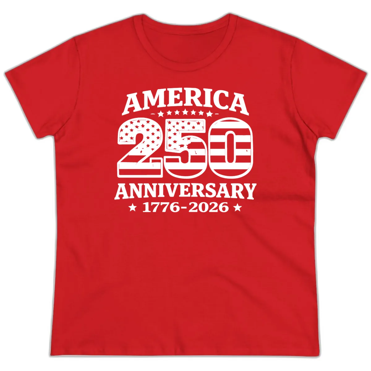 America 250th Anniversary Celebration Ladies Tee in Red
