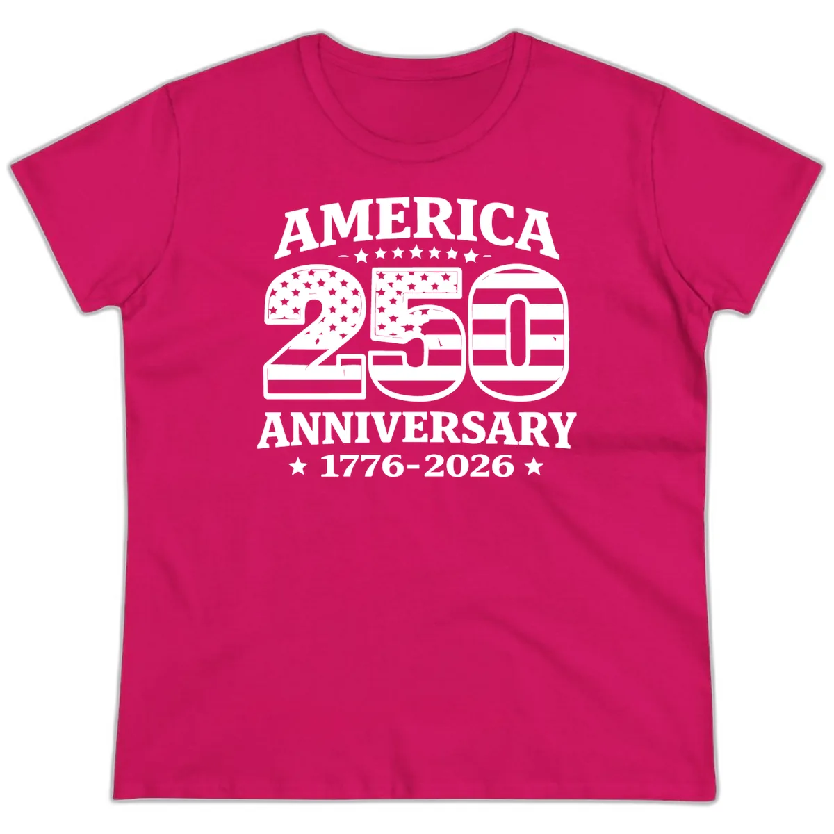 America 250th Anniversary Celebration Ladies Tee in Heliconia
