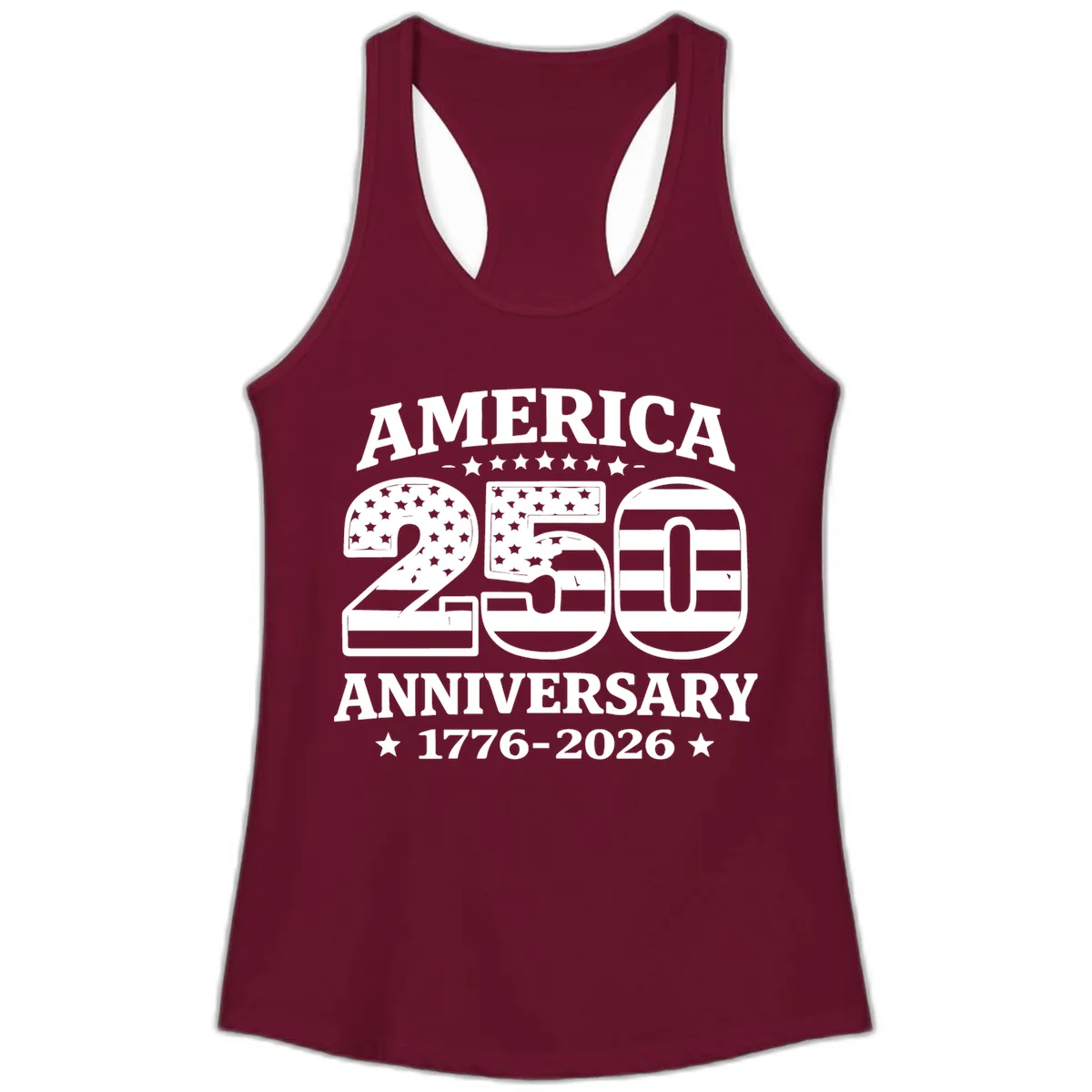 America 250th Anniversary Celebration Ladies Tank in Solid Cardinal Red
