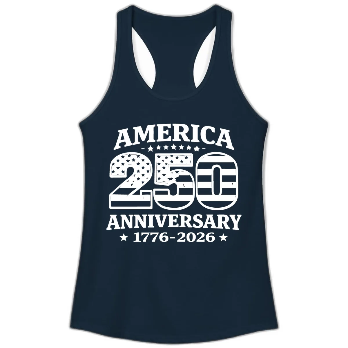 America 250th Anniversary Celebration Ladies Tank in Solid Midnight Navy