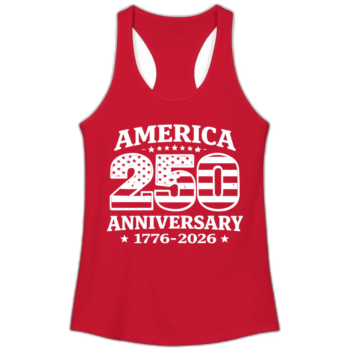 America 250th Anniversary Celebration Ladies Tank in Solid Red