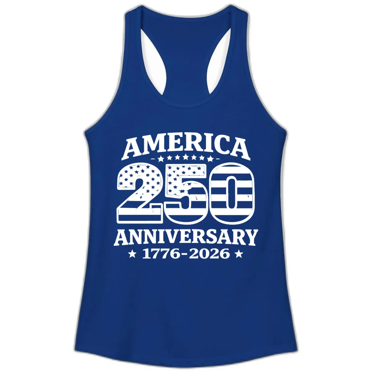 America 250th Anniversary Celebration Ladies Tank in Solid Royal