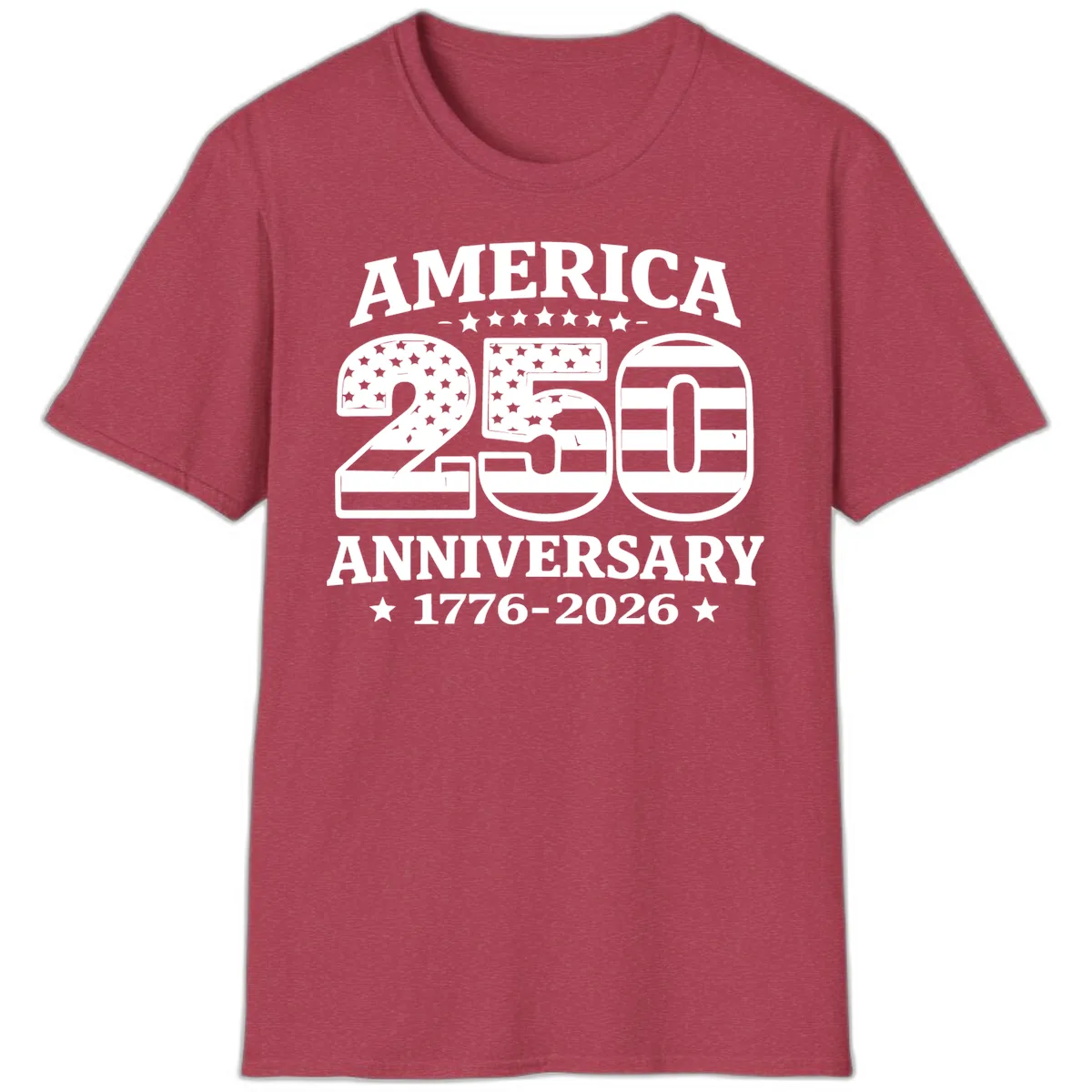 America 250th Anniversary Celebration T-Shirt in Heather Cardinal