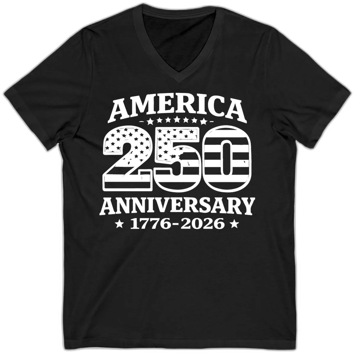America 250th Anniversary Celebration V-Neck in Black
