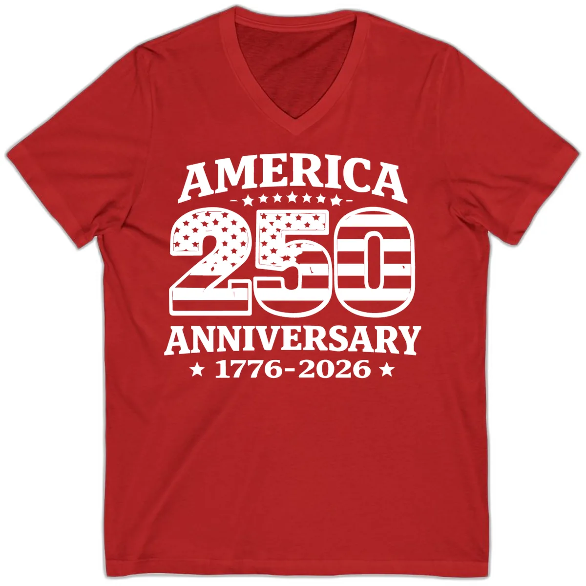 America 250th Anniversary Celebration V-Neck in Red