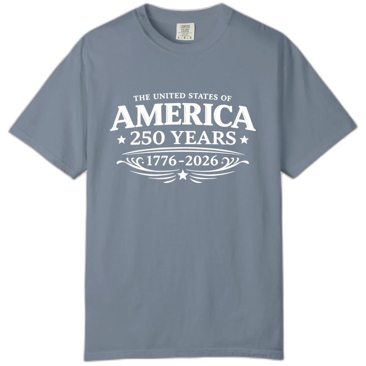 America 250 Years Celebration Design Comfort Color in Blue Jean