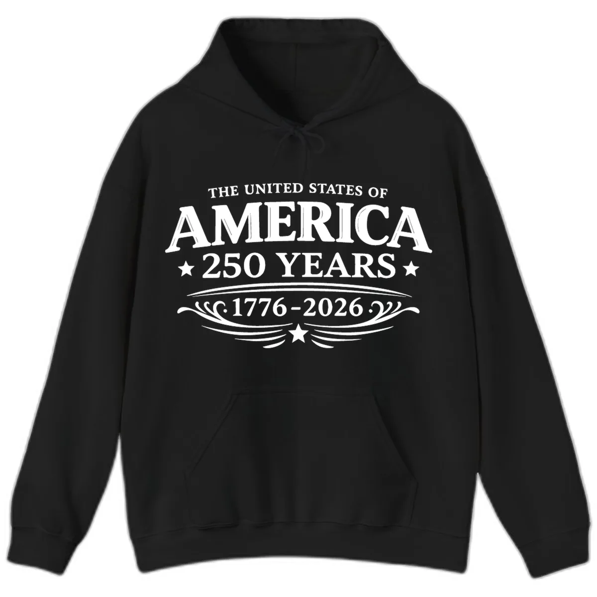 America 250 Years Celebration Design Hoodie in Black