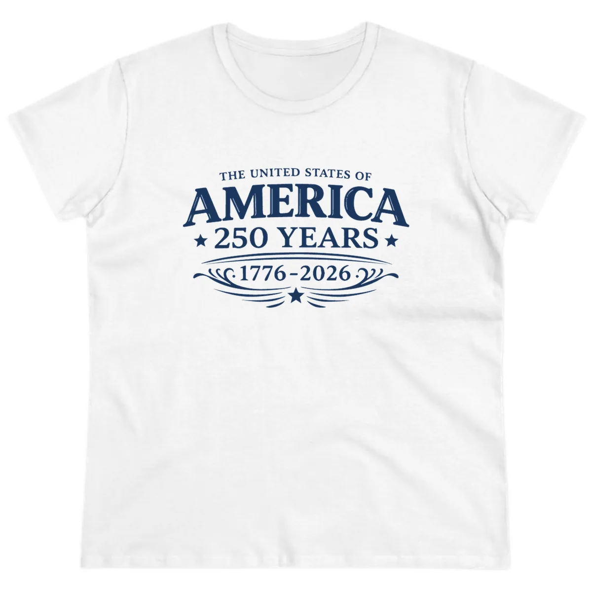 America 250 Years Celebration Design Ladies Tee in White