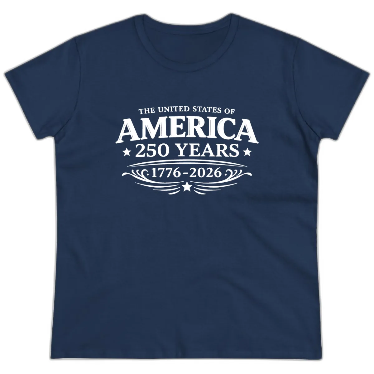 America 250 Years Celebration Design Ladies Tee in Navy