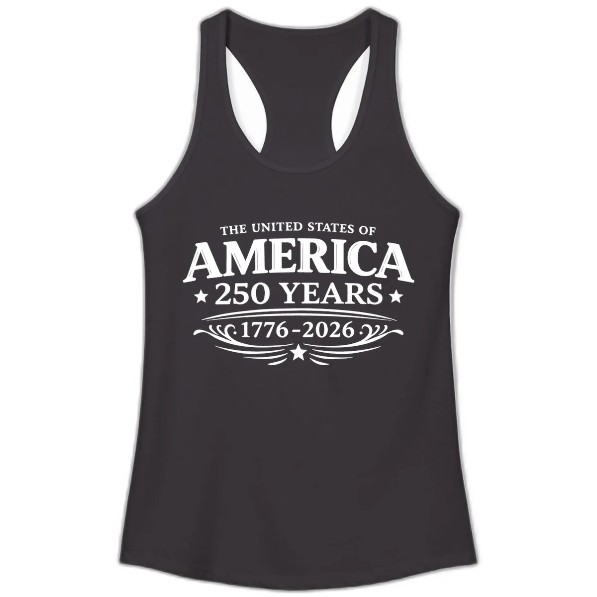 America 250 Years Celebration Design Ladies Tank in Black