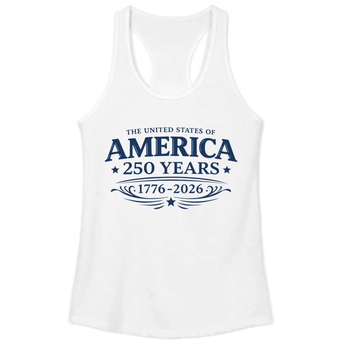 America 250 Years Celebration Design Ladies Tank in White