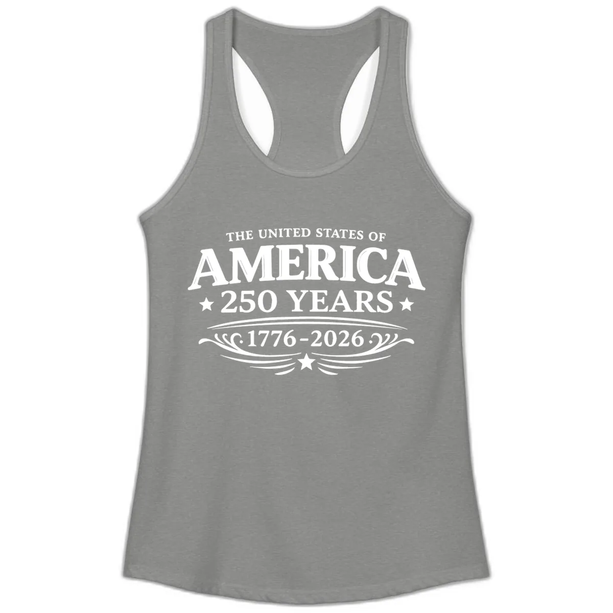 America 250 Years Celebration Design Ladies Tank in Heather Grey