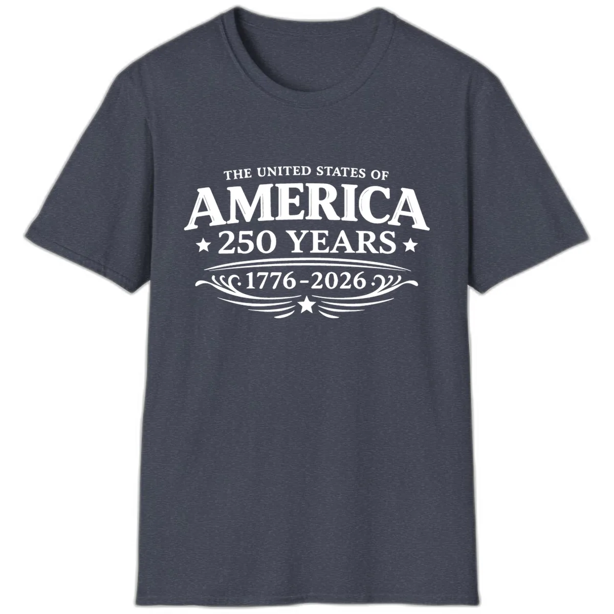 America 250 Years Celebration Design T-Shirt in Heather Navy