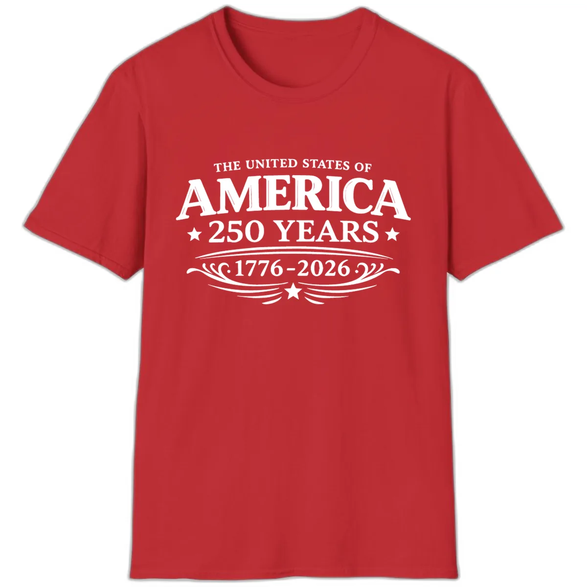 America 250 Years Celebration Design T-Shirt in Red