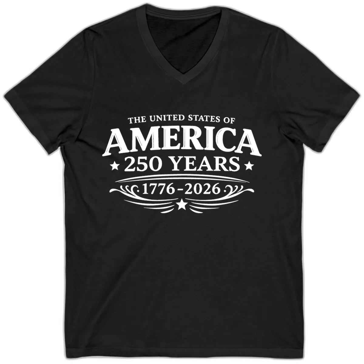 America 250 Years Celebration Design V-Neck in Black