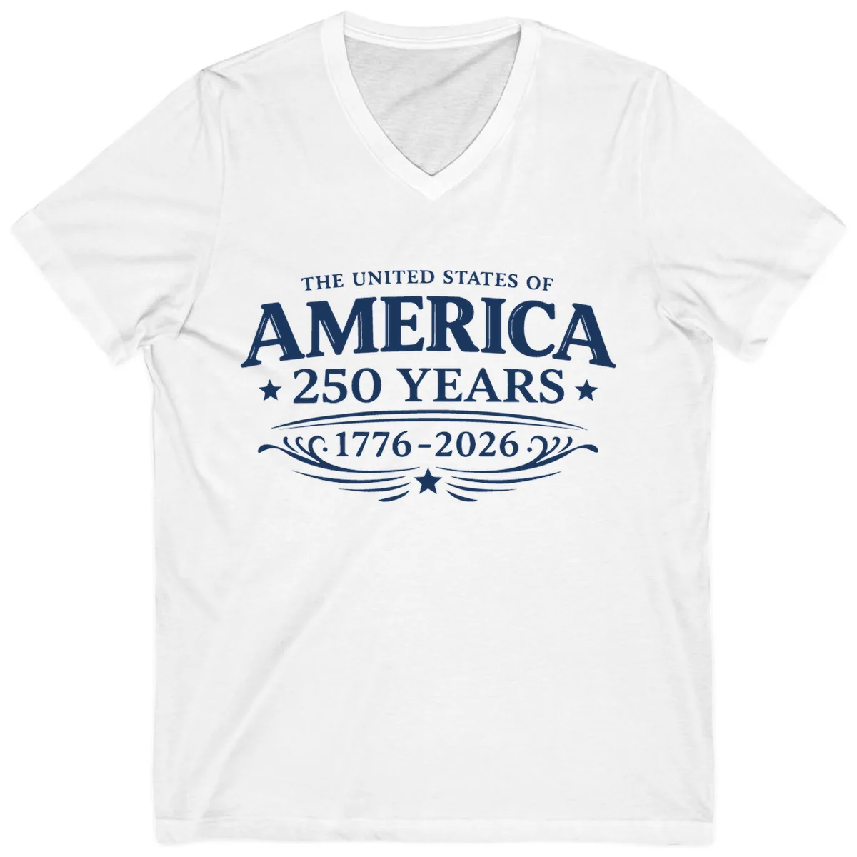 America 250 Years Celebration Design V-Neck in White