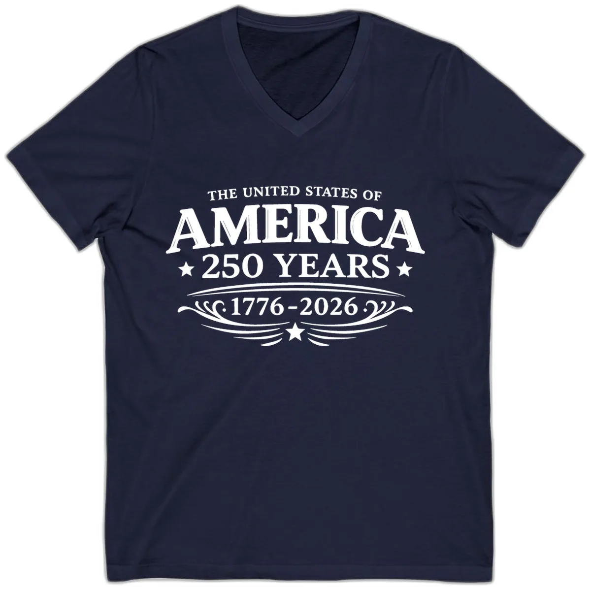 America 250 Years Celebration Design V-Neck in Navy