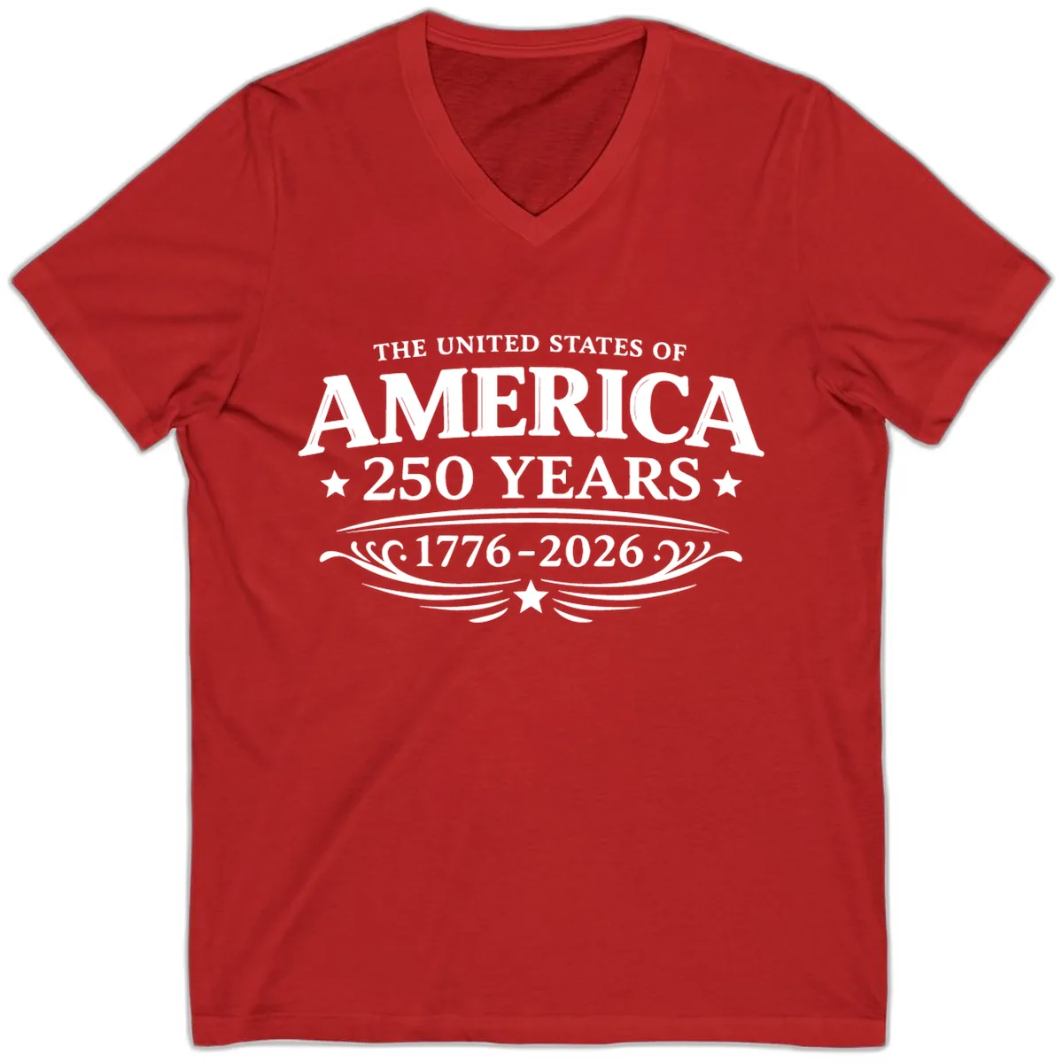 America 250 Years Celebration Design V-Neck in Red