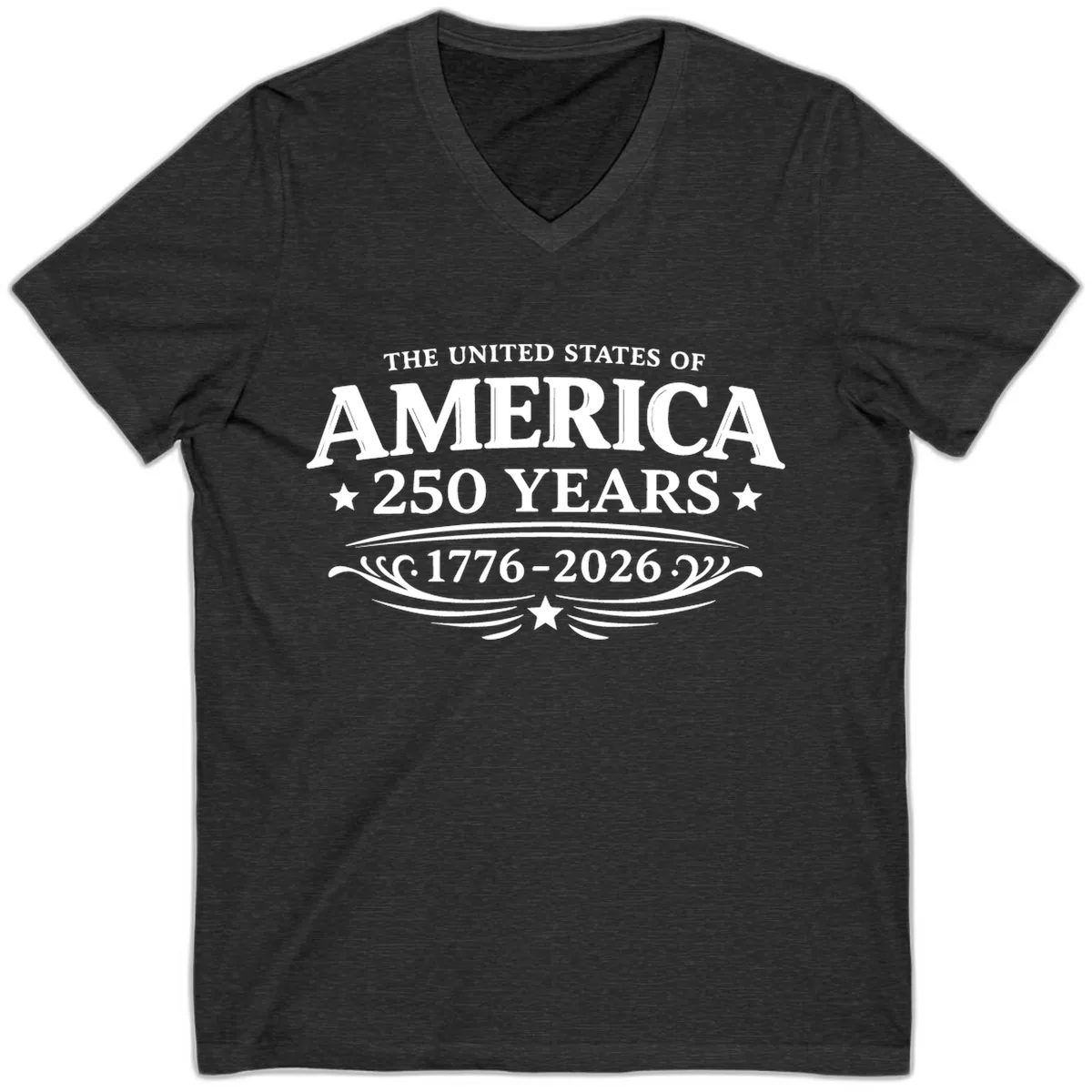 America 250 Years Celebration Design V-Neck in Dark Grey Heather