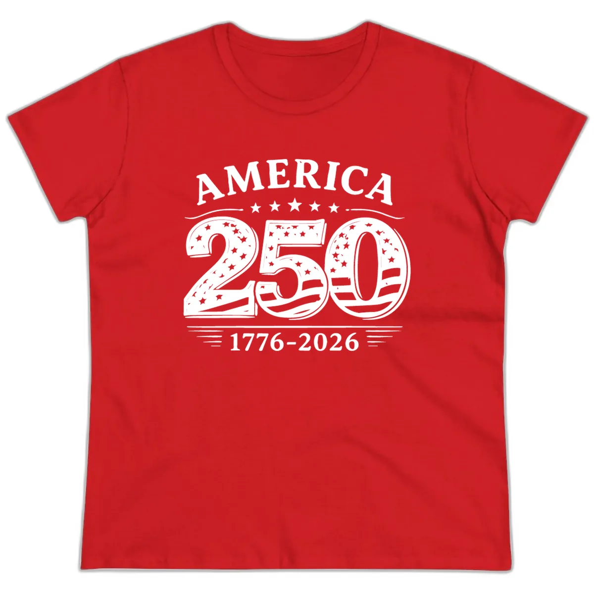 America 250th Anniversary Celebration Ladies Tee in Red