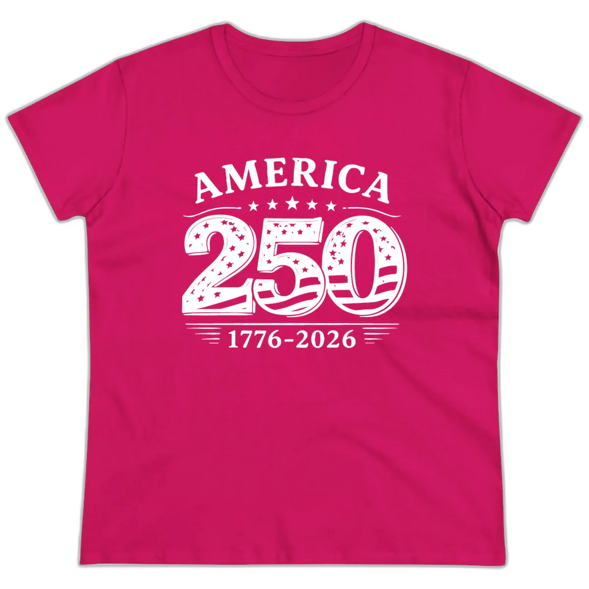 America 250th Anniversary Celebration Ladies Tee in Heliconia