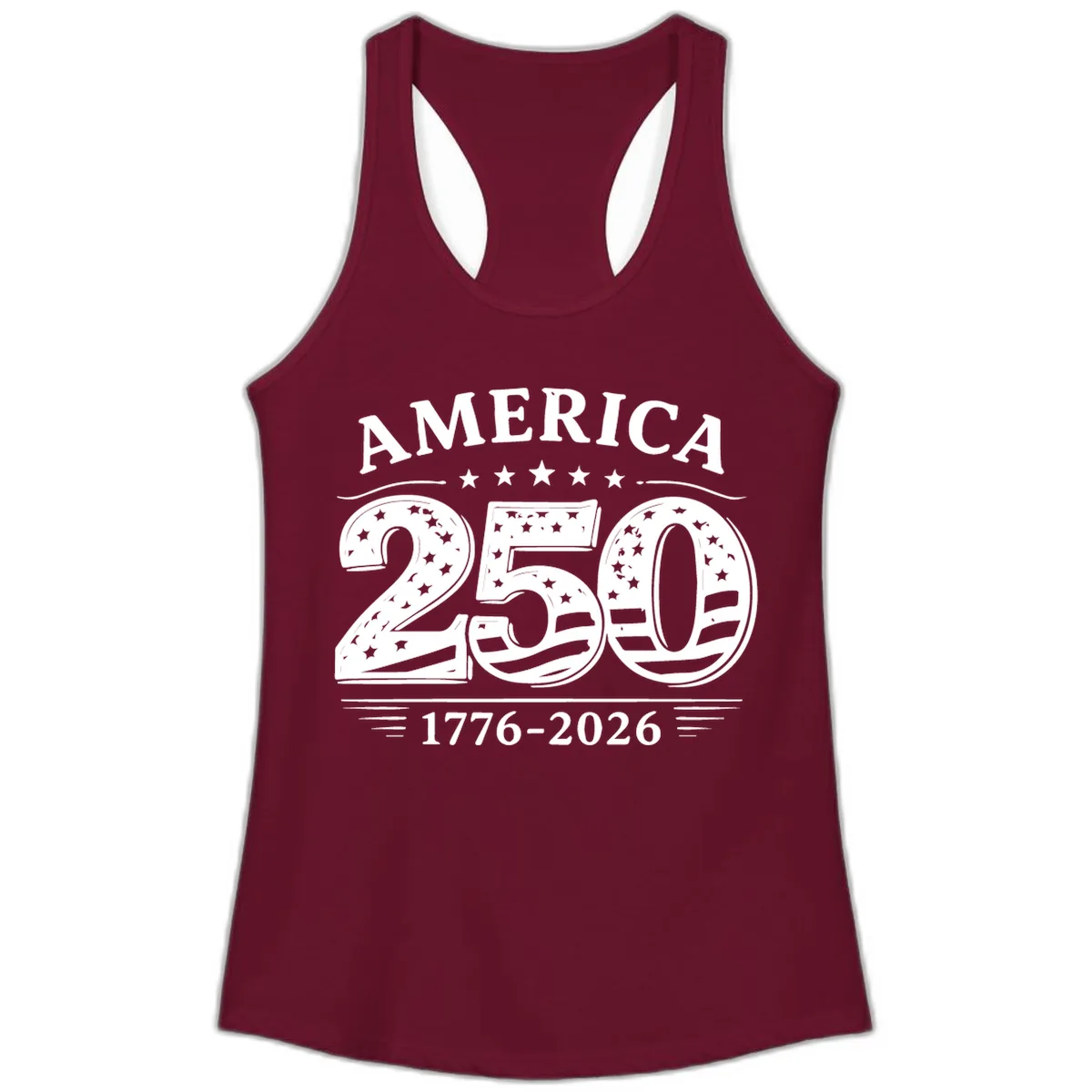 America 250th Anniversary Celebration Ladies Tank in Solid Cardinal Red