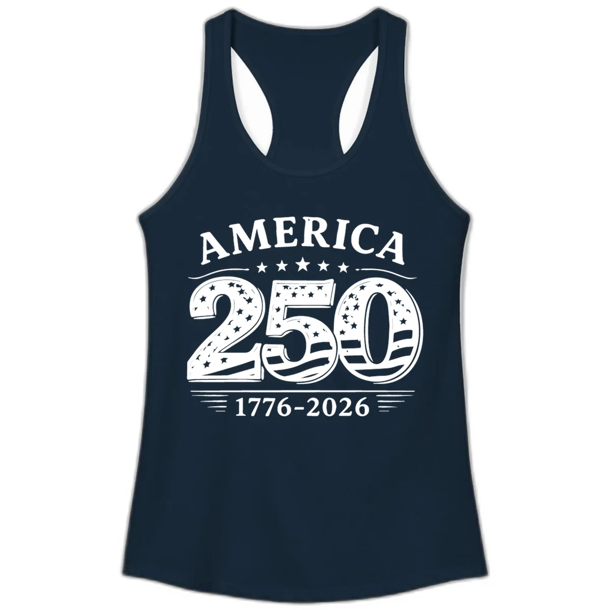 America 250th Anniversary Celebration Ladies Tank in Solid Midnight Navy