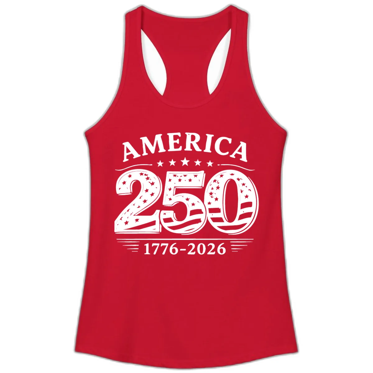 America 250th Anniversary Celebration Ladies Tank in Solid Red