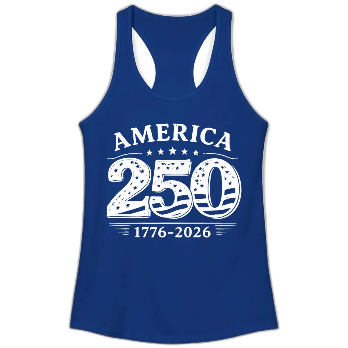 America 250th Anniversary Celebration Ladies Tank in Solid Royal