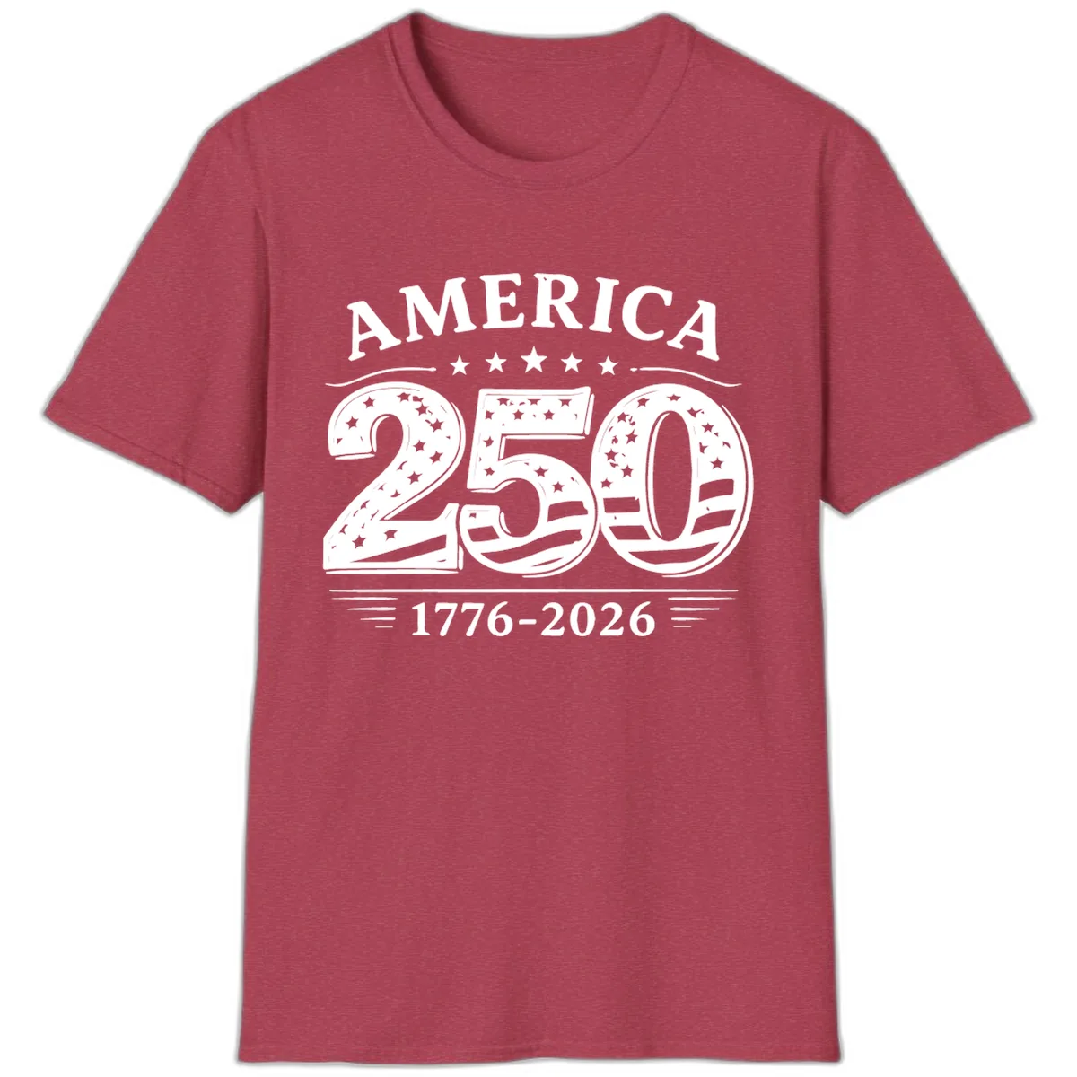 America 250th Anniversary Celebration T-Shirt in Heather Cardinal