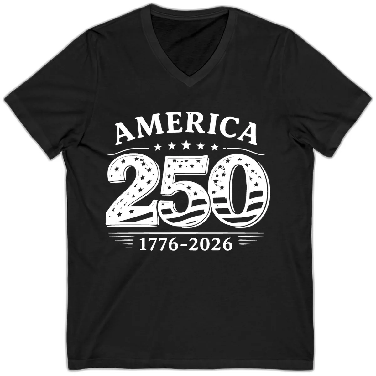 America 250th Anniversary Celebration V-Neck in Black